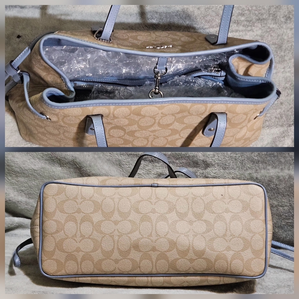 Coach Tan and Gray Signature Tote - Picture 5 of 8